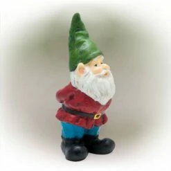 Outlet 😀 Alpine Corporation 11" Polyresin Bearded Garden Gnome Statue with Hat Green 🎉 -Garden Decor Shop unnamed file 9786