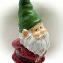 Outlet 😀 Alpine Corporation 11" Polyresin Bearded Garden Gnome Statue with Hat Green 🎉 -Garden Decor Shop unnamed file 9788