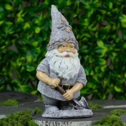 Budget ⭐ Roman 13.25" Pebble Gnome with Shovel Outdoor Garden Statue 🌟