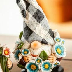 Cheap ✔️ Evergreen 8"H Gnome with Blue Flower Garden Statuary Garden and Yard Decor ✔️