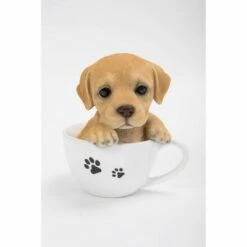 Best Sale ✨ HI-LINE GIFT LTD 5.5" Polyresin Teacup Labrador Puppy Outdoor Statue Golden/White - Hi-Line Gift 🎉