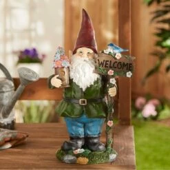 Outlet 🔥 Zingz & Thingz Zingz & Thingz 15" Polyresin Solar Bluebird Gnome Welcome Statue 🧨 -Garden Decor Shop unnamed file 9995
